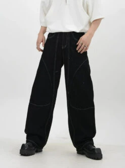 Contrast Stitch Wide-Leg Denim Jeans -Modern Wear Shop f7335d794b4da185ef064cc132a0b7ed