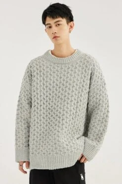 Cable Knit Ribbed Trim Sweatshirt -Modern Wear Shop f749f681809227fb064481ea4cdb58aa