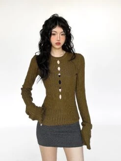 Flare Long Sleeve Ribbed Knit Top With Cutouts 28 Flare Long Sleeve Ribbed Knit Top With Cutouts -Modern Wear Shop f7824811bc63264bf25c12342b8364c4