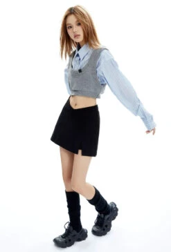 Mock Two-Piece Stripe Button Cropped Shirt-Top -Modern Wear Shop f7f641ebc481dd0ce43eac19d50dce5c