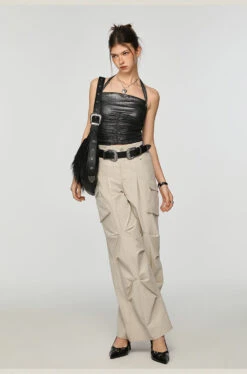 Metallic Ruched Halter Neck Crop Top -Modern Wear Shop f7fbbc839f9a12c94675910f7affc7a9