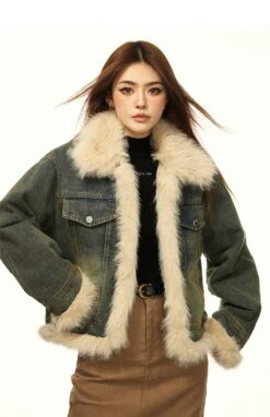 Vintage Washed Faux Fur Trim Denim Jacket -Modern Wear Shop f81588a9d8dfbd2544ecd6ed4982efff