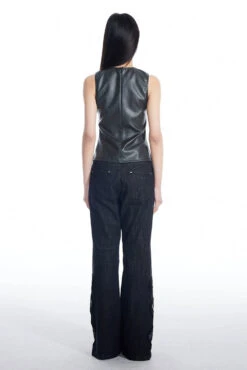 Sheer Lace Leather Patchwork Sleeveless Top -Modern Wear Shop f8735a544ddeae709615d06179119202