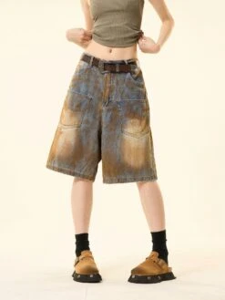 Sandblast Denim Bermuda Shorts With Oversized Pockets -Modern Wear Shop f89c28e38b212b732b825ec147bd2a55