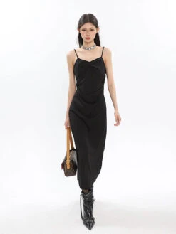 Slim Draped Neckline Sleeveless Maxi Dress -Modern Wear Shop f8c0822dc83663c9d0ca78cb5962db81