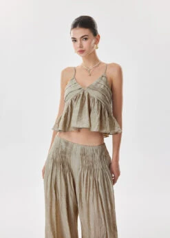 Crinkle Textured Flowy Cami Top And Wide Leg Pleated Pants Two-Piece Set -Modern Wear Shop f9211a2c30e873c63b0f8b75e2067ab4