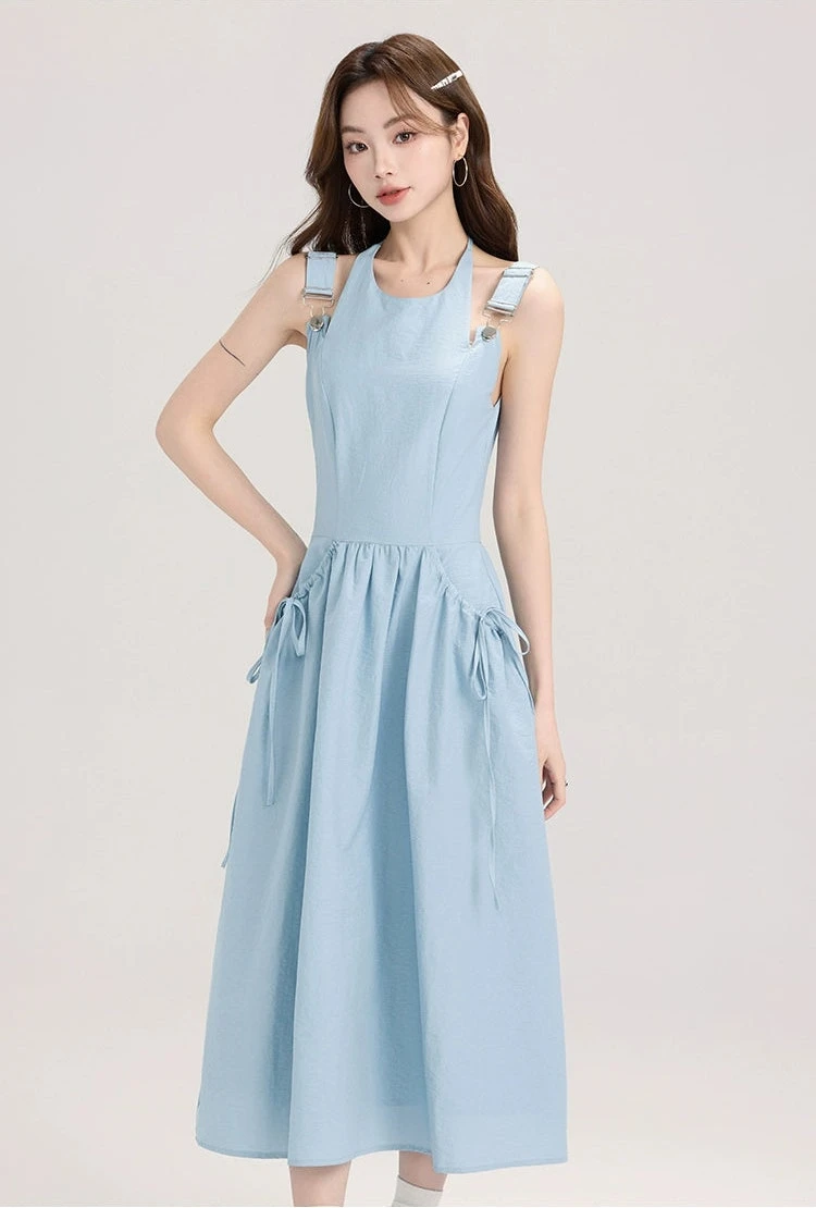 Sleeveless Midi Dress With Bow Tie Pockets 3 Sleeveless Midi Dress With Bow Tie Pockets - Image 3