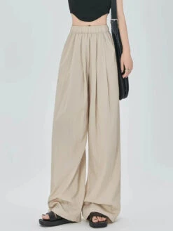 Elastic Waist Pleated Trousers With Pockets -Modern Wear Shop f95a70019751568b661c7854444aa19e