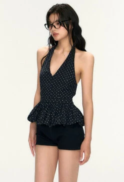 Polka Dot Halter Neck Peplum Top -Modern Wear Shop f9b0d1000ab73bb0d90a1bdeb04aa8b2