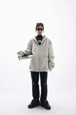 Oversized Studded Zip Hoodie -Modern Wear Shop fa59fb38e3df82c20a42a07e324b7a59
