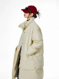 Oversized Stand Collar Puffer Coat With Scarf -Modern Wear Shop fa933b21bcbac27f407a9f976b68e911