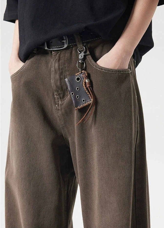 Wide-Leg Burnt Sand-Faded Denim Jeans 5 Wide-Leg Burnt Sand-Faded Denim Jeans - Image 5