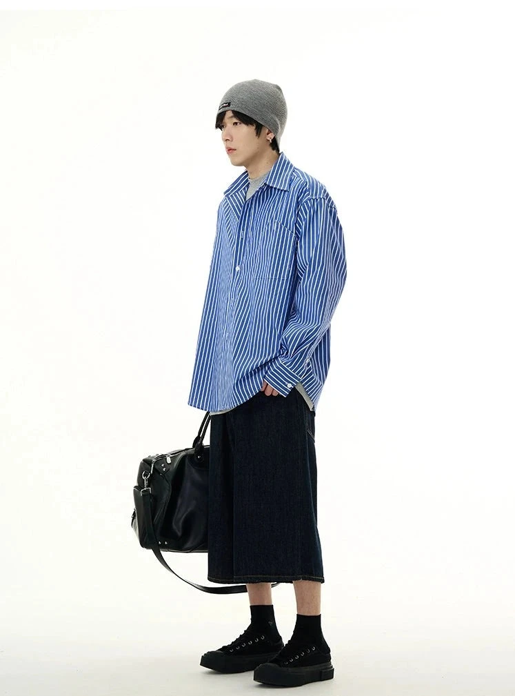Oversized Boxy Striped Button-Down Shirt 6 Oversized Boxy Striped Button-Down Shirt - Image 6