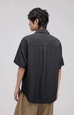 Asymmetrical Stitch Accent Short Sleeve Button Shirt -Modern Wear Shop fb2c33eb1a81581e7f89de2df9ed6773