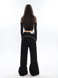Zippered Split Semi-Flare Pants -Modern Wear Shop fb6b2b063a13e3874733bb2d20e211bf
