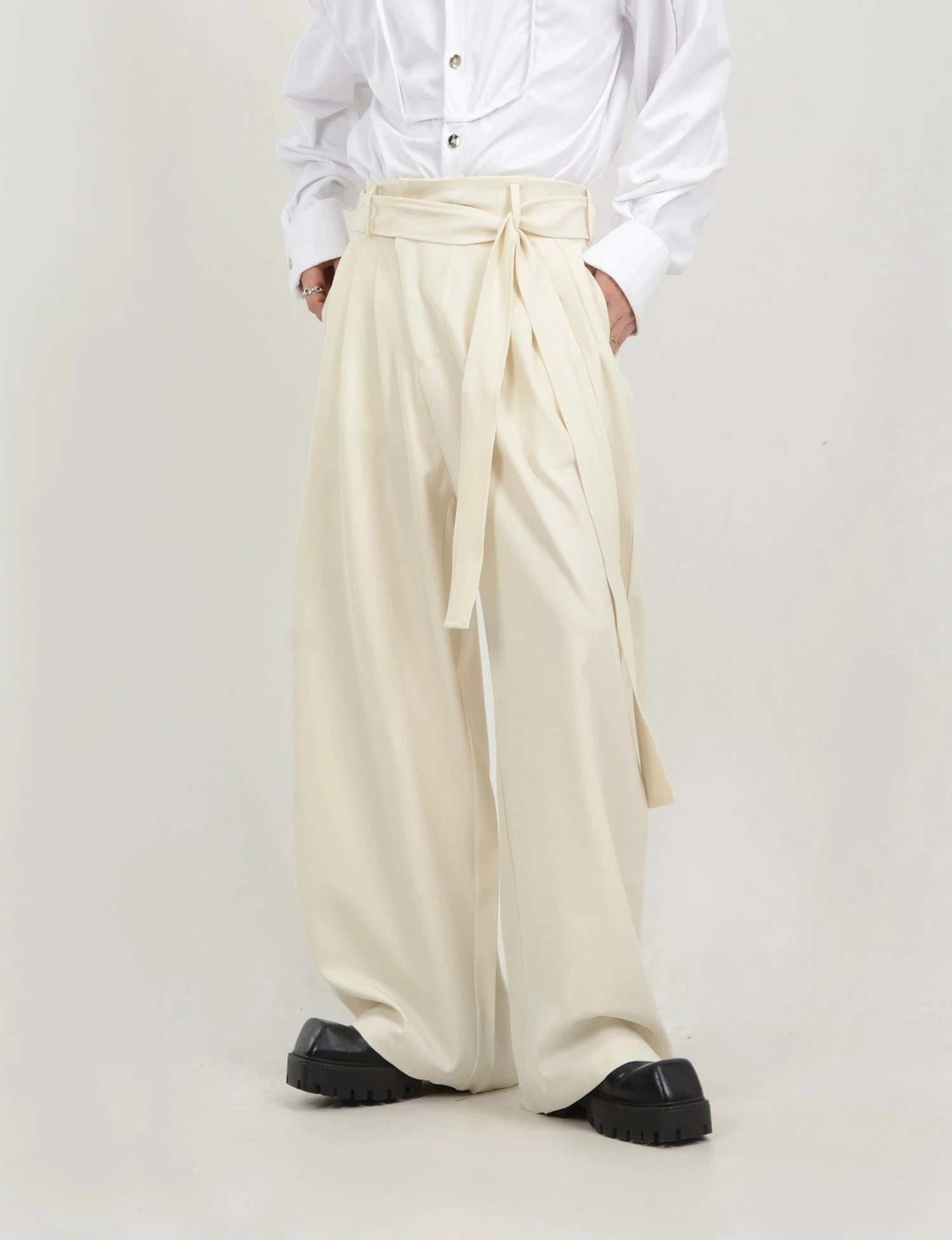 Wide Leg Belted Trousers With Pleat Detail 1 Wide Leg Belted Trousers With Pleat Detail