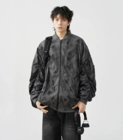 Abstract Print Bomber Jacket With Ruched Sleeve 16 Abstract Print Bomber Jacket With Ruched Sleeve -Modern Wear Shop fbb0a5831b06226402762f6e316a93ae