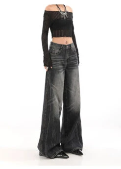 Wide-Leg Denim Vintage Wash Jeans -Modern Wear Shop fbb827e027d7a488f2835347699703c6