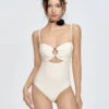 Ribbed Cutout Ring Detail One-Piece Swimsuit