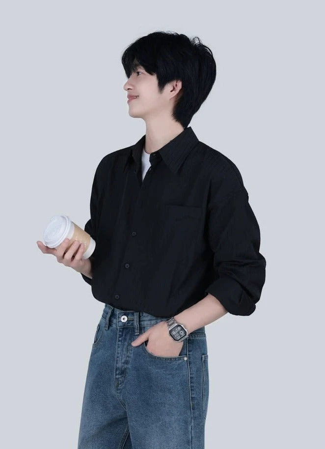 Wide-Striped Button-Down Long Sleeve Shirt 6 Wide-Striped Button-Down Long Sleeve Shirt - Image 6