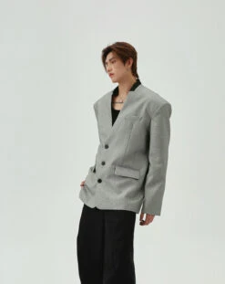 Oversized Houndstooth Pattern Single Breasted Blazer -Modern Wear Shop fbe1322afaff38e845102d4ed49d677f