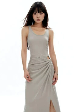 Sleeveless Scoop Neck Maxi Dress With Side Slit And Cut-Out Detail -Modern Wear Shop fc435fabf860fcaeaacefc661005362e