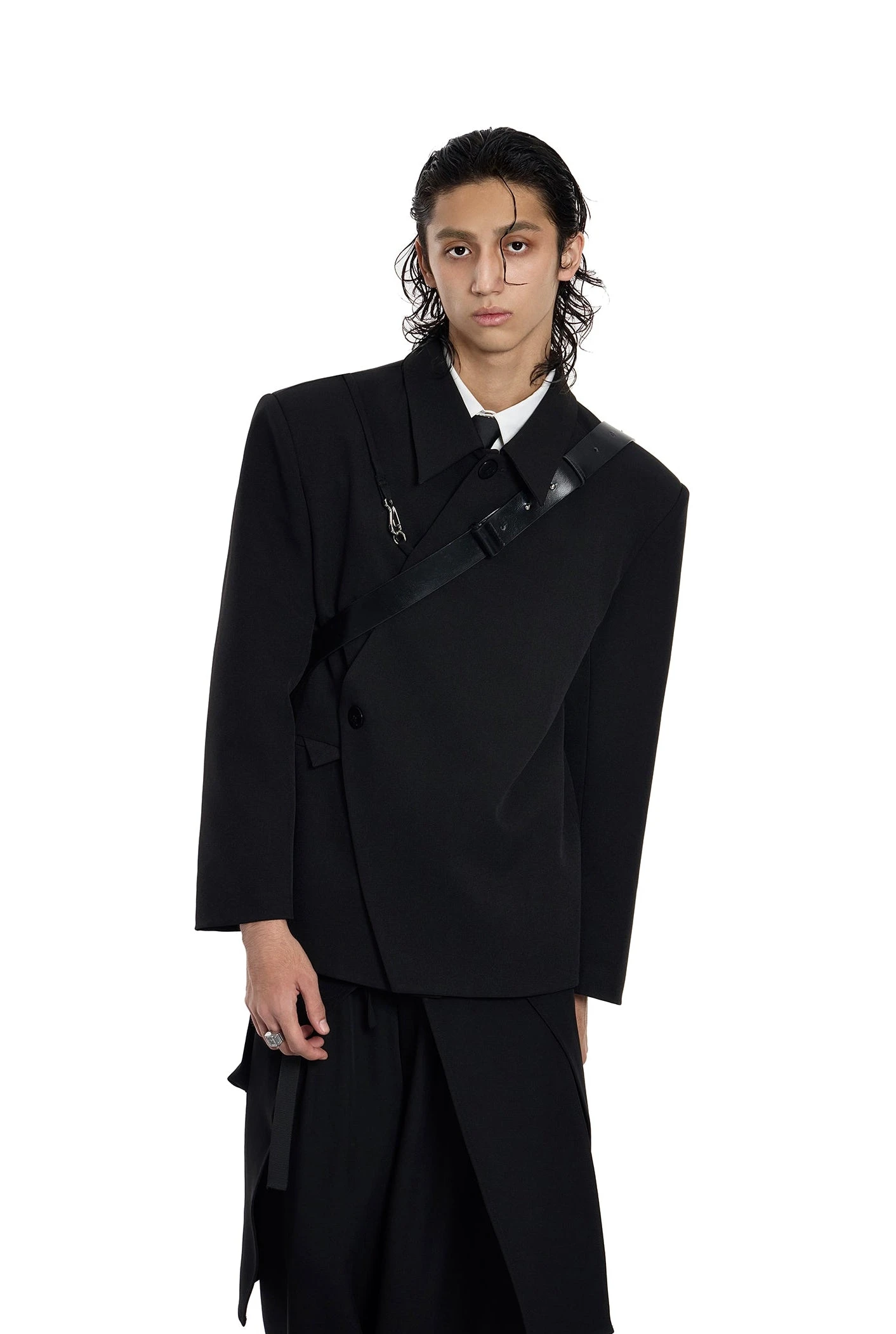 Asymmetric Button-Up And Metal Clasp Structured Blazer Jacket 10 Asymmetric Button-Up And Metal Clasp Structured Blazer Jacket - Image 10