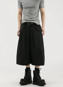 Wide Leg Pleated Bermuda Shorts With Belt Loops -Modern Wear Shop fcc9424718c3e5ac7ccae9ca17165278