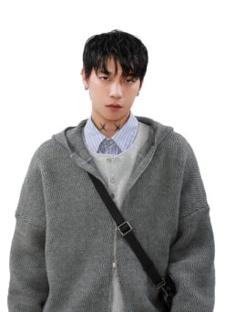 Wave Pattern Drop Shoulder Two Way Zip Hooded Jacket -Modern Wear Shop fccc668ba1f6f543f5c6c5dbc64f7d5b