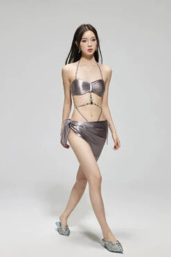 Metallic Bandeau Bikini With Jewel Accents And Sarong Set -Modern Wear Shop fd2abc185b24488b4601962454b184dd