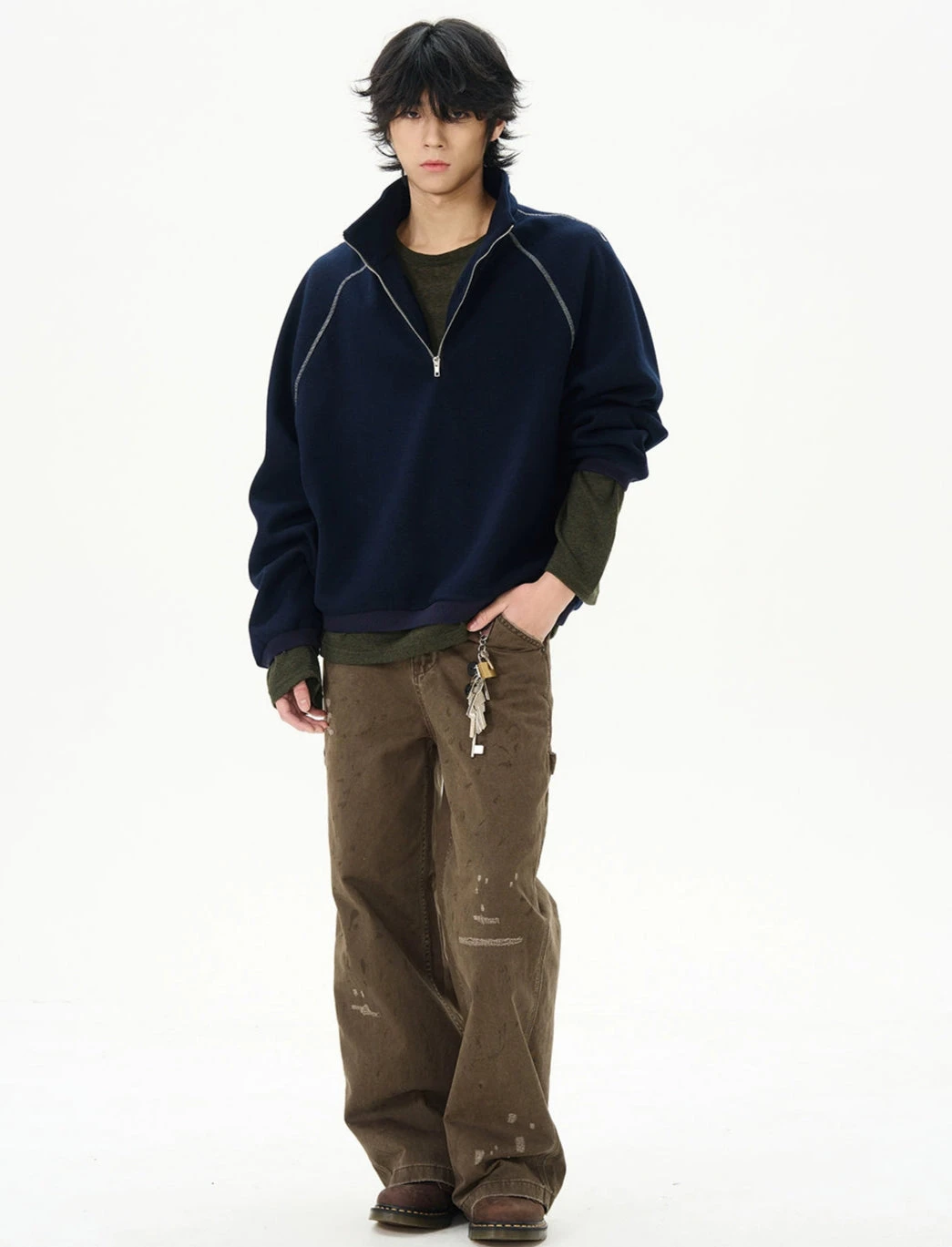 Oversized Contrast-Stitch Quarter Zip Sweatshirt 3 Oversized Contrast-Stitch Quarter Zip Sweatshirt - Image 3