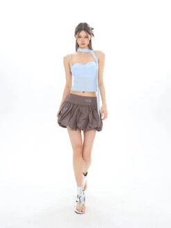 Spaghetti Strap Sweetheart Neckline Crop Top With Scarf -Modern Wear Shop fdc50b6b6c4fc9b808f83ce5edc95f08