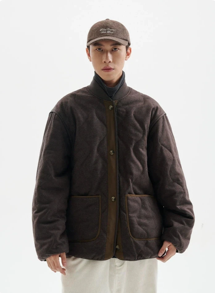 Quilted Drop Shoulder Button Jacket With Front Pockets 14 Quilted Drop Shoulder Button Jacket With Front Pockets - Image 14