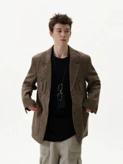 Checker Pattern Single-Breasted Blazer Jacket 12 Checker Pattern Single-Breasted Blazer Jacket -Modern Wear Shop fdebb7cabc1f2e7b1b874c3ab21e2a24