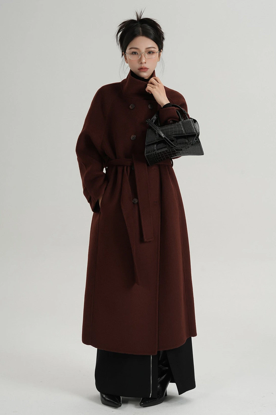 Oversized Double-Breasted Panelled Long Coat 3 Oversized Double-Breasted Panelled Long Coat - Image 3