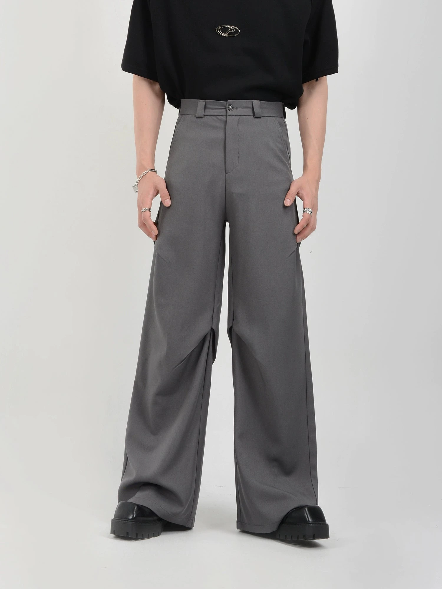 Wide Leg Belted Trousers With Pleated Detail 12 Wide Leg Belted Trousers With Pleated Detail - Image 12