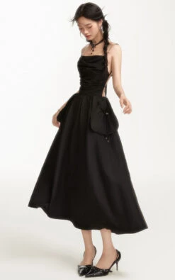 Link Chain Strap Backless Ruched Midi Dress With Pockets -Modern Wear Shop fef11f66c95091225d0ddc63b811d139
