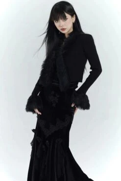 Ribbed Cardigan With Faux Fur Trim Detail -Modern Wear Shop ff30eaebeb5e9edb8081e61072cff440