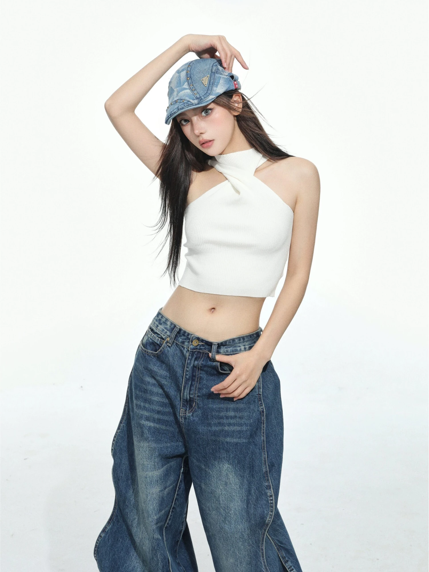 Twist Halter Neck Ribbed Crop Top 3 Twist Halter Neck Ribbed Crop Top - Image 3