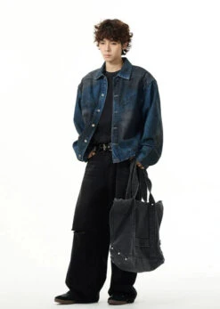 Wide-Fit Ombre-Effect Denim Jacket 13 Wide-Fit Ombre-Effect Denim Jacket -Modern Wear Shop ffe0335cc6301fb9aec5d5cd679e87e6