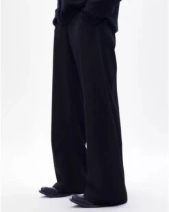 Wide Leg Tailored Trousers With Draped Silhouette