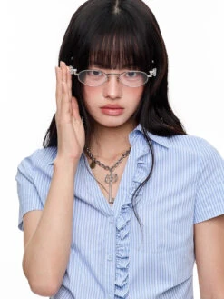 Stripe Ruffle Trim Button-Up Shirt -Modern Wear Shop imgi 33 O1CN018gVvGW1fgzy2JvsQO 2212418294037