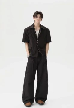 Short Sleeve Snap Button Shirt And Wide Leg Pleated Pants Two-Piece Set -Modern Wear Shop imgi 37 O1CN01i4kGmn1MgYtI2ScRB 3037071464