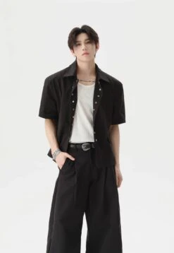 Short Sleeve Snap Button Shirt And Wide Leg Pleated Pants Two-Piece Set -Modern Wear Shop imgi 40 O1CN01KB6dWS1MgYtF0kYi3 3037071464