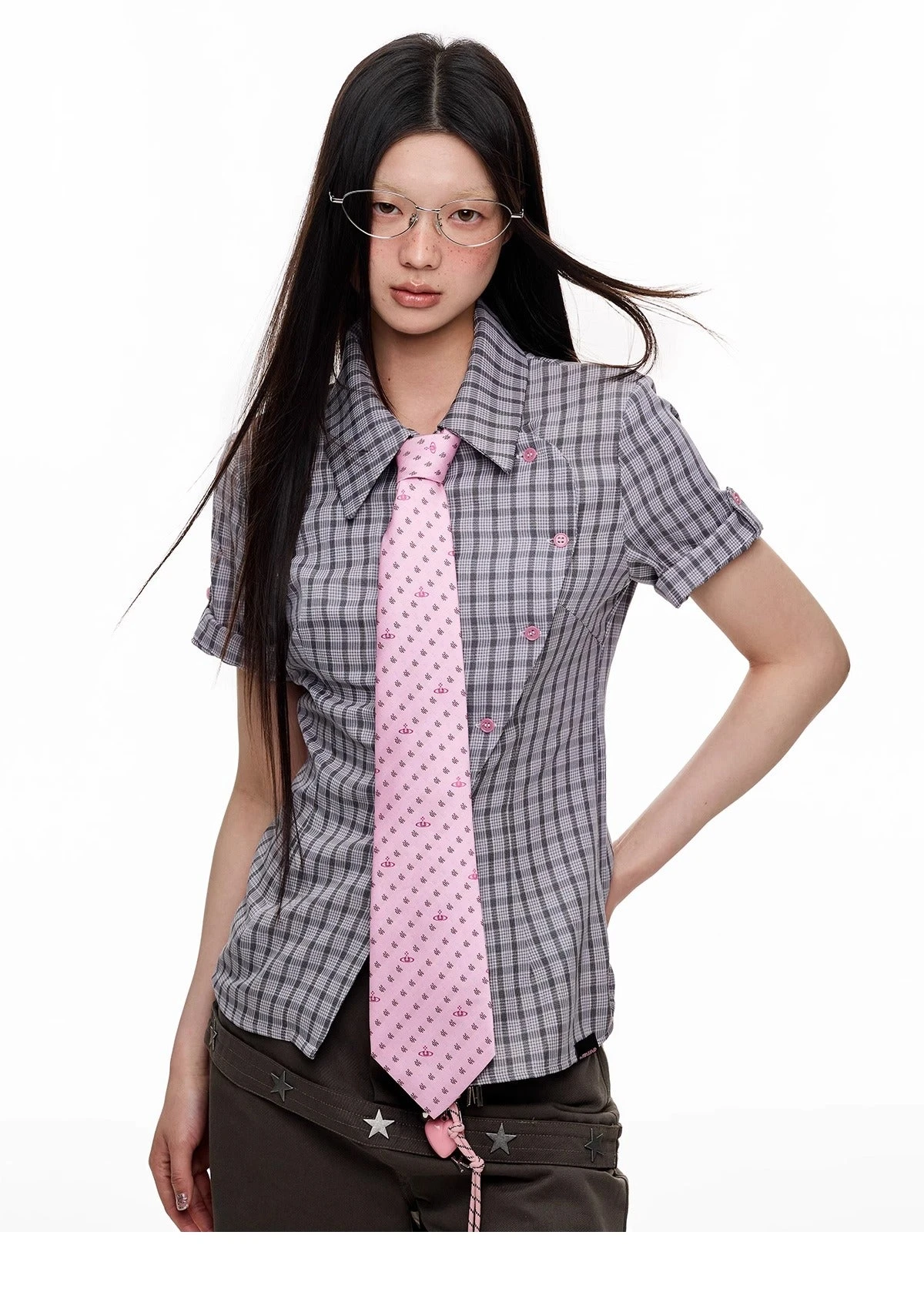 Plaid Asymmetric Button Wrap Top 17 Plaid Asymmetric Button Wrap Top - Image 17