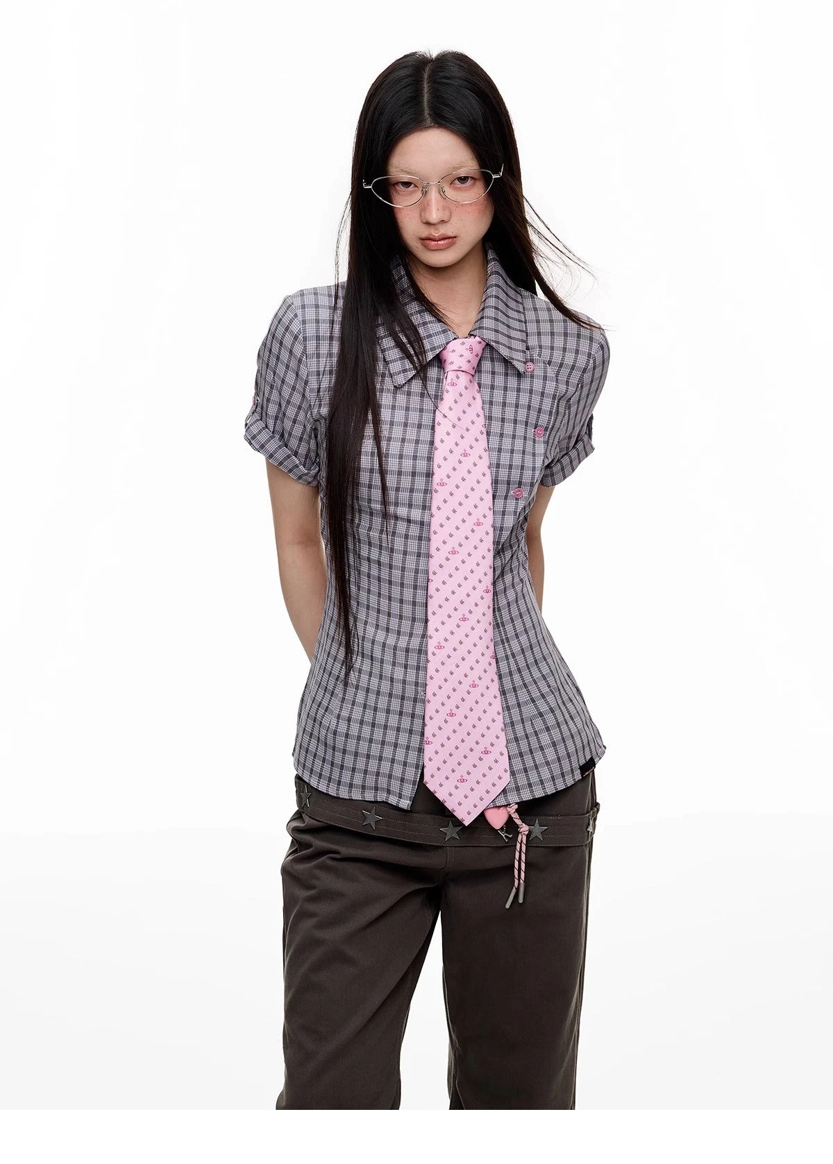 Plaid Asymmetric Button Wrap Top 18 Plaid Asymmetric Button Wrap Top - Image 18