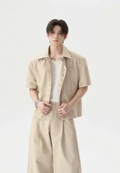 Short Sleeve Snap Button Shirt And Wide Leg Pleated Pants Two-Piece Set -Modern Wear Shop imgi 50 O1CN01IiBmEc1MgYtHTDvPY 3037071464