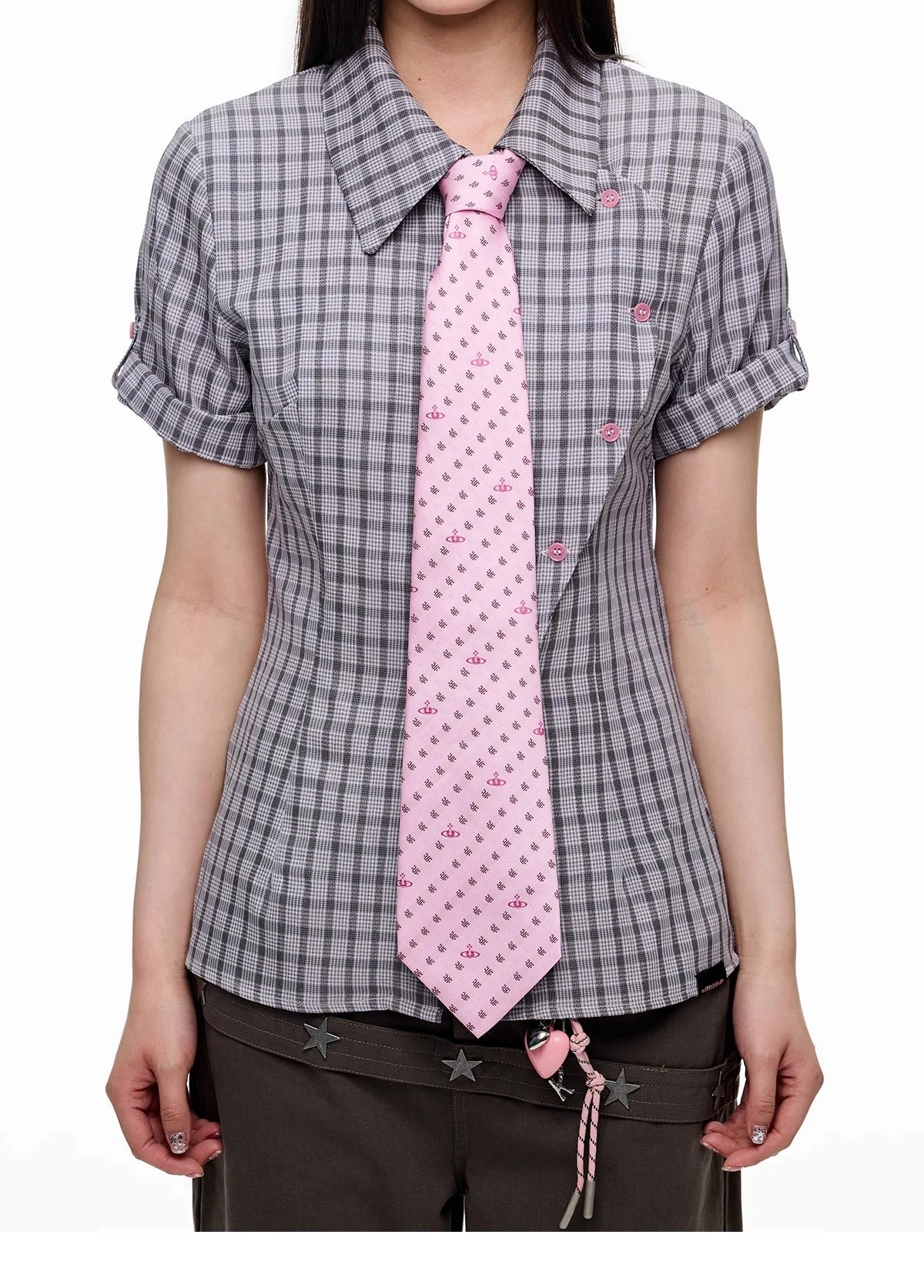 Plaid Asymmetric Button Wrap Top 20 Plaid Asymmetric Button Wrap Top - Image 20