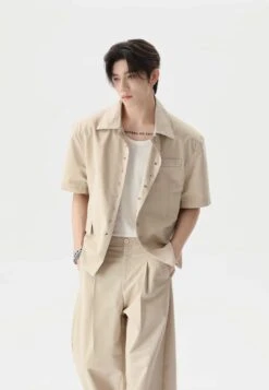 Short Sleeve Snap Button Shirt And Wide Leg Pleated Pants Two-Piece Set -Modern Wear Shop imgi 54 O1CN01Xqeeis1MgYtFZFOiA 3037071464