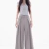 High Waist Extra Wide Leg Pleated Pants With Belt Loops